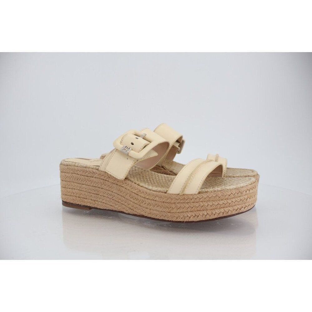 Sam Edelman Womens Size 10.5 Carson Slides Sandals Espadrille Wedge Tan Leather